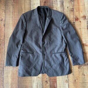 Charcoal Gray Mens Two-Button Blazer Jacket With Notched Lapel & Pockets Classic